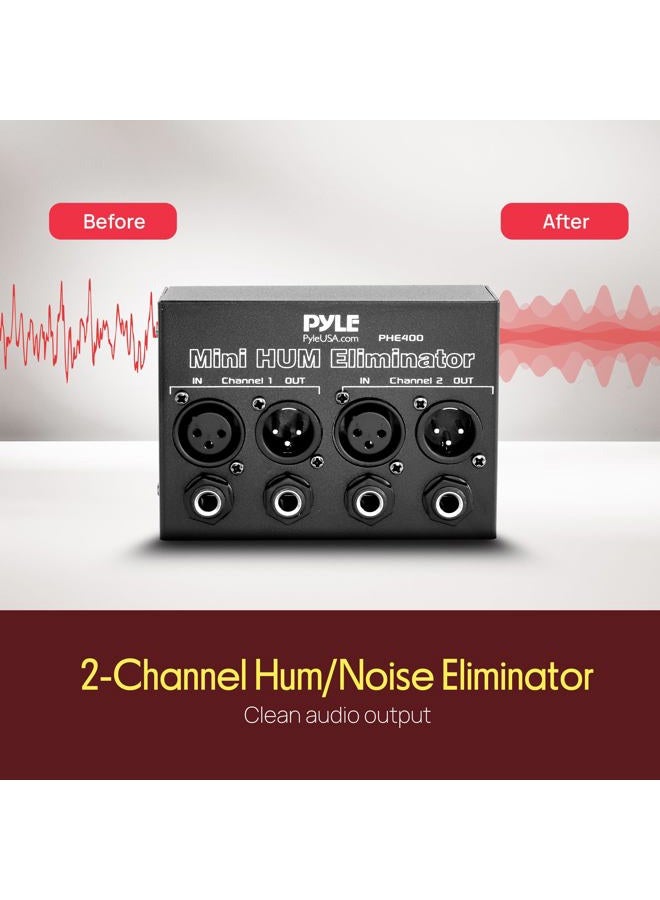 Pyle PRO Compact Mini Hum Eliminator Box - 2 Channel Passive Ground Loop Isolator, Noise Filter,AC Buzz Destroyer,Hum Killer w/ 1/4" TRS Phone,XLR Input/Output,Uses 1:1 Isolation Transformer PHE400 - Image 3