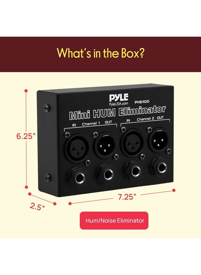 Pyle PRO Compact Mini Hum Eliminator Box - 2 Channel Passive Ground Loop Isolator, Noise Filter,AC Buzz Destroyer,Hum Killer w/ 1/4" TRS Phone,XLR Input/Output,Uses 1:1 Isolation Transformer PHE400 - Image 2