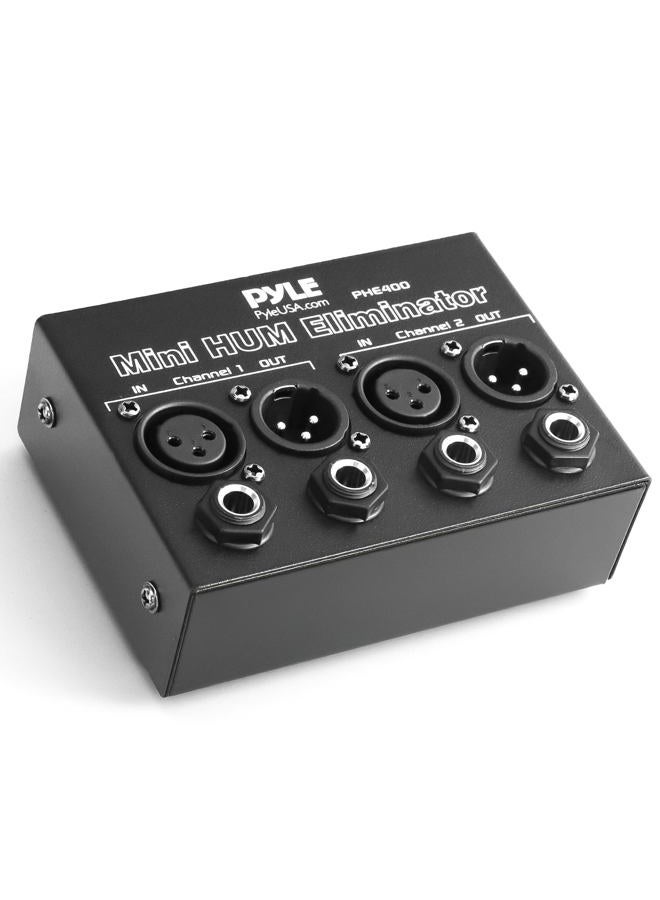Pyle PRO Compact Mini Hum Eliminator Box - 2 Channel Passive Ground Loop Isolator, Noise Filter,AC Buzz Destroyer,Hum Killer w/ 1/4" TRS Phone,XLR Input/Output,Uses 1:1 Isolation Transformer PHE400 - Image 1