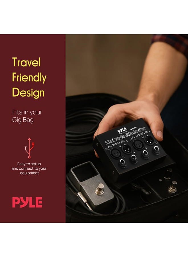 Pyle PRO Compact Mini Hum Eliminator Box - 2 Channel Passive Ground Loop Isolator, Noise Filter,AC Buzz Destroyer,Hum Killer w/ 1/4" TRS Phone,XLR Input/Output,Uses 1:1 Isolation Transformer PHE400 - Image 5