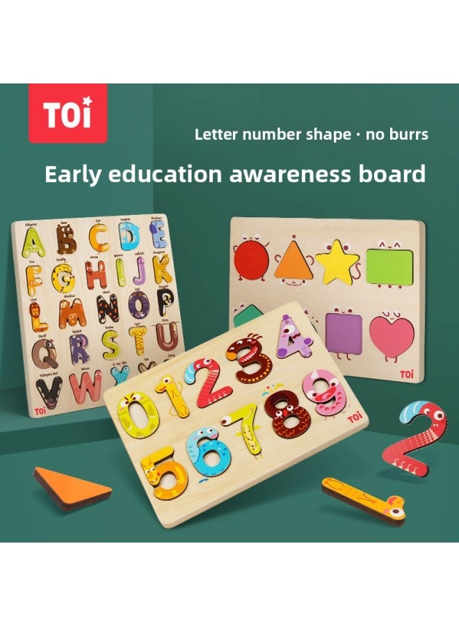 TOI Puzzle Toy 1-2-3-4 Years Old Baby Children Wooden Puzzle Shape, Letter Cognitive Puzzle Teaching Aware-Color:TOI Animal Alphabet Board - Image 5