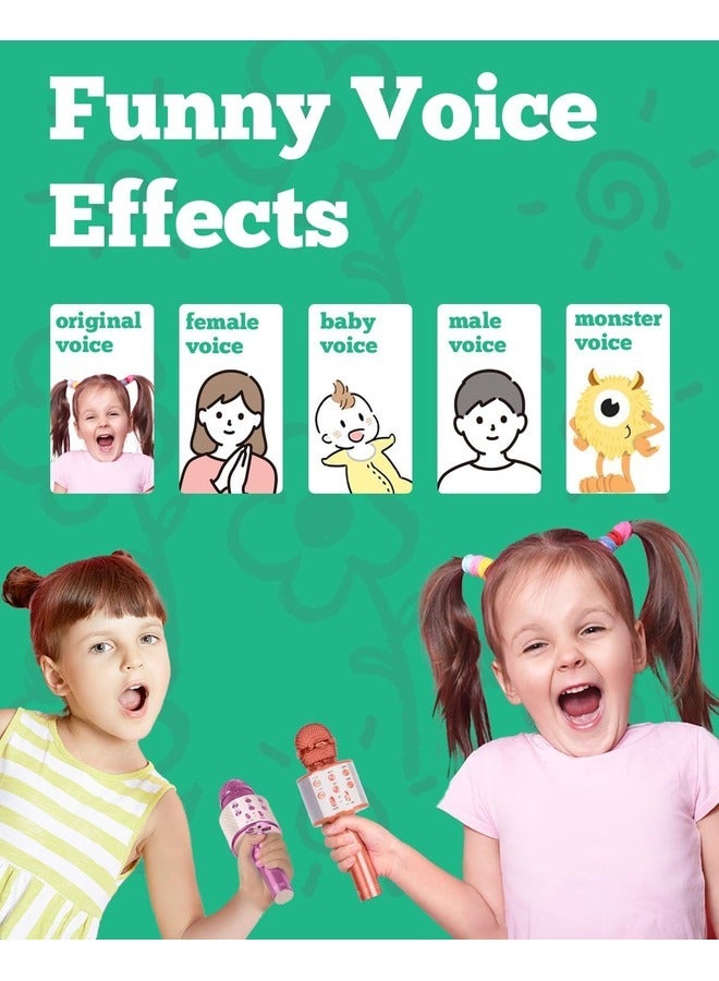 ELTRAZONE 2-Pack Bluetooth Karaoke Microphones for Kids: Portable Singing Toys in Rose Gold & Pink - Perfect Birthday Gifts - Image 5