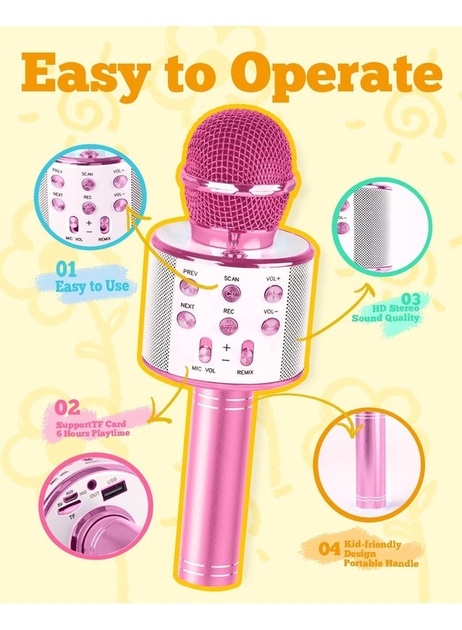 ELTRAZONE 2-Pack Bluetooth Karaoke Microphones for Kids: Portable Singing Toys in Rose Gold & Pink - Perfect Birthday Gifts - Image 4