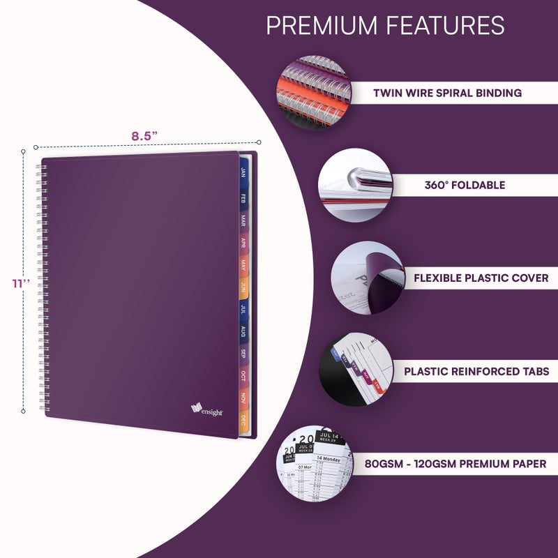 Ensight 2026 Appointment Book and Planner 8.5" x 11" Large Hourly Weekly Daily Schedule Book with Tabs, 15 Minute Time Slots, Purple Calendar Organizer Jan 2026â€“Dec 2026 Appointment Planner - Purple - Image 5