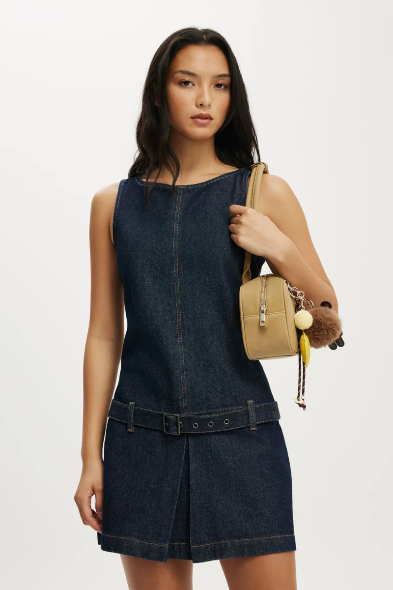Cotton On LUISA BELTED DENIM MINI DRESS