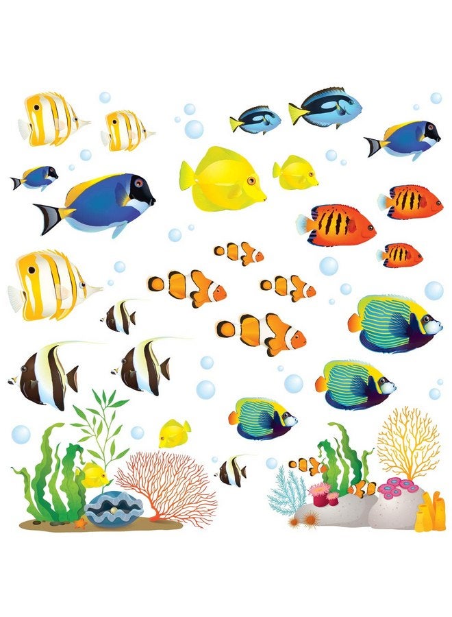 ديكو وال ملصقات حائط للأطفال من DECOWALL DS-8035 على شكل سمكة مرجانية، ملصقات حائط قابلة للإزالة وقابلة للتقشير واللصق لتزيين غرفة نوم الأطفال وغرفة المعيشة (صغيرة) - Image 1
