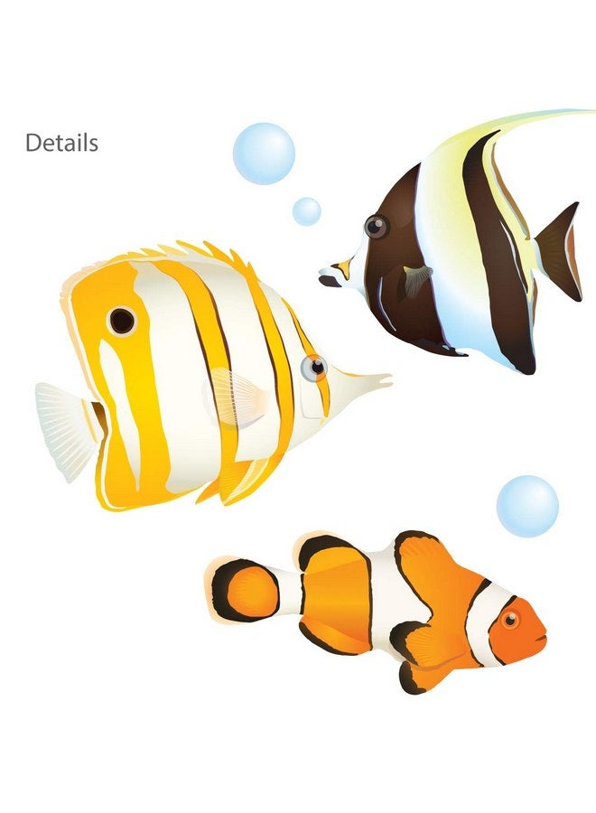 ديكو وال ملصقات حائط للأطفال من DECOWALL DS-8035 على شكل سمكة مرجانية، ملصقات حائط قابلة للإزالة وقابلة للتقشير واللصق لتزيين غرفة نوم الأطفال وغرفة المعيشة (صغيرة) - Image 4