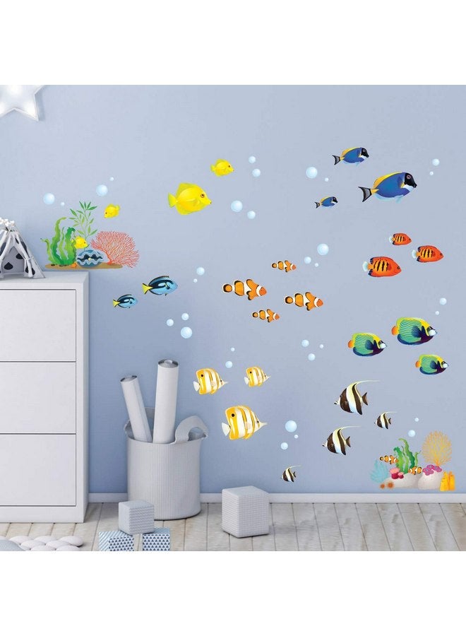 ديكو وال ملصقات حائط للأطفال من DECOWALL DS-8035 على شكل سمكة مرجانية، ملصقات حائط قابلة للإزالة وقابلة للتقشير واللصق لتزيين غرفة نوم الأطفال وغرفة المعيشة (صغيرة) - Image 3