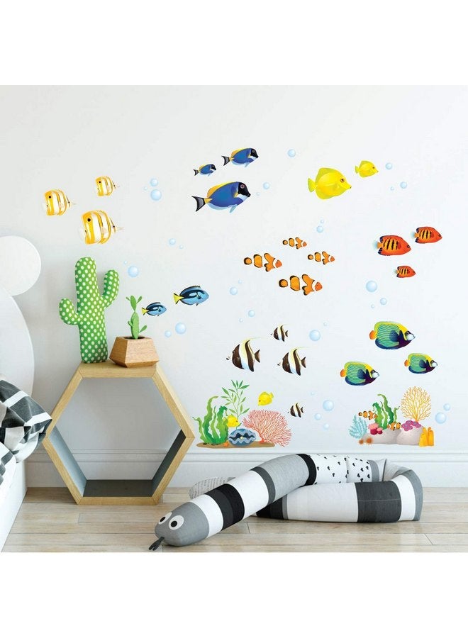 ديكو وال ملصقات حائط للأطفال من DECOWALL DS-8035 على شكل سمكة مرجانية، ملصقات حائط قابلة للإزالة وقابلة للتقشير واللصق لتزيين غرفة نوم الأطفال وغرفة المعيشة (صغيرة) - Image 2