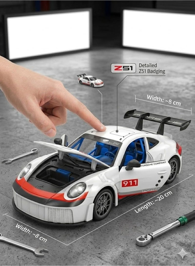 1:24 Scale Simulated Porsche RC Drift Car 4WD – 2.4GHz 20 Km/h High-Speed Remote Control Racing Car with LED Lights, Drift Wheels & Roadblocks Included - Image 5