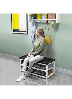 MOMENT Shoe Rack Bench, Storage Bench, 70X30X45Cm Entryway Bench With Cushion, Shoe Shelf With Seat, Space-Saving, Modern Style, For Living Room, Bedroom, Hallway  - Image 4