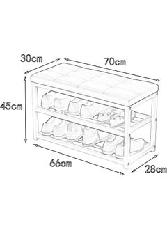 MOMENT Shoe Rack Bench, Storage Bench, 70X30X45Cm Entryway Bench With Cushion, Shoe Shelf With Seat, Space-Saving, Modern Style, For Living Room, Bedroom, Hallway  - Image 3