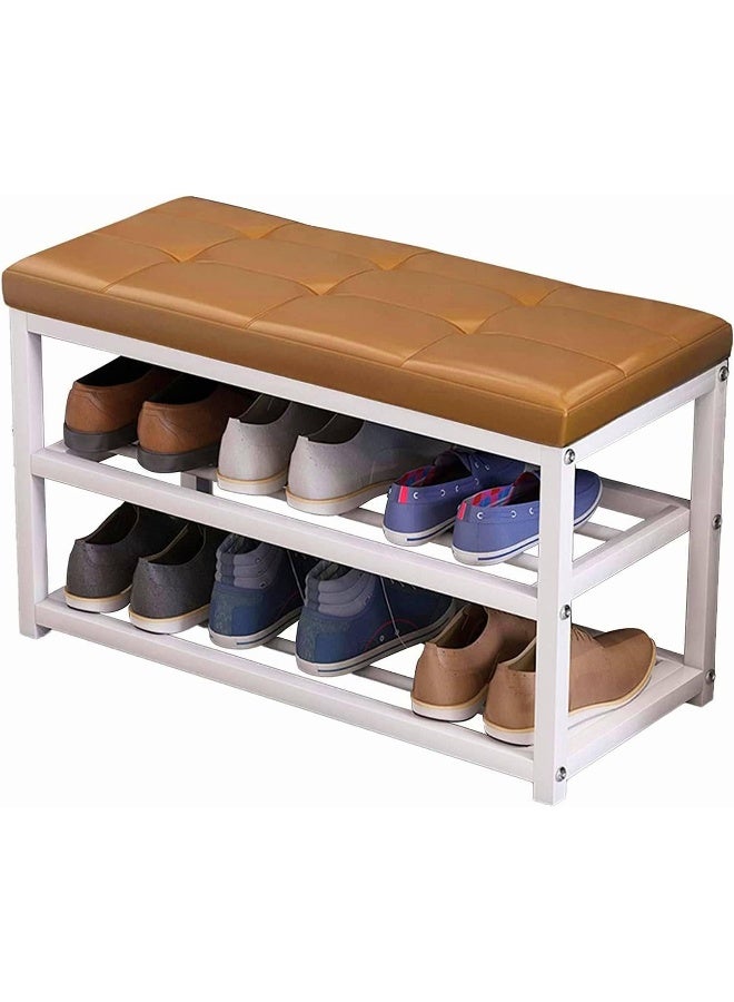MOMENT Shoe Rack Bench, Storage Bench, 70X30X45Cm Entryway Bench With Cushion, Shoe Shelf With Seat, Space-Saving, Modern Style, For Living Room, Bedroom, Hallway  - Image 1