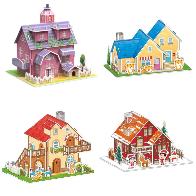 Children'S 3D Stereo Puzzle Toys For Ages 3 To 6, House Princess Building Blocks For Boys And Girls, 3D Diy Handmade Small House Assembly - Image 2