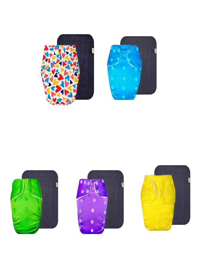 Dumbledo Premium Cloth Diaper with Gray Insert (Pack of 5) | Dry Feel and Comfortable | Breathable | Travel Friendly | All-Day Wear | 3 Months - 3 Years | Unisex Baby - Image 1