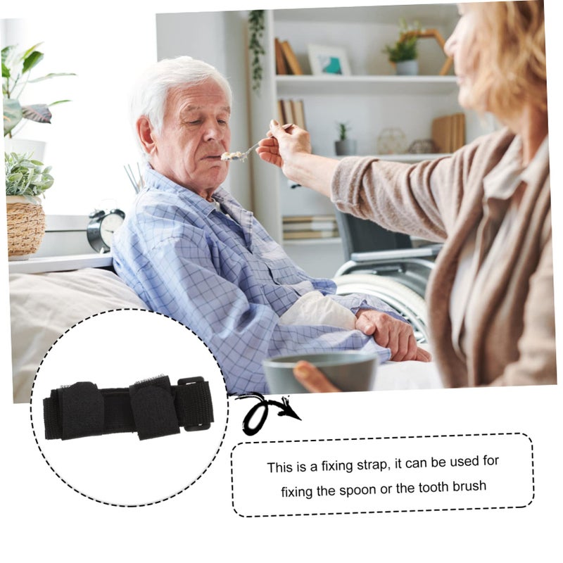Ergonomic Multi Function Fixing Strap For Eating Utensils Toothbrush Elderly Disabled Use Black - Image 4