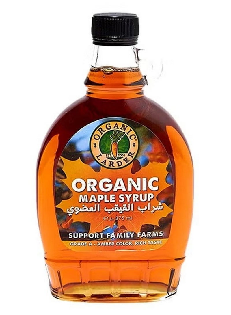 Organic Larder Organic Grade A Amber Maple Syrup Rich Taste Healthy Pancake & Waffle Sweetener 375 ML - Image 1