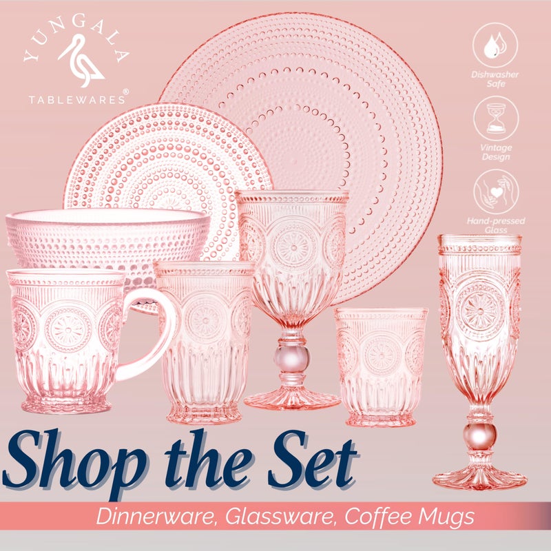 Yungala Pink Hobnail Glass Plates Set of 4 â€“ 8-Inch Small Vintage Dessert Plates - Image 2