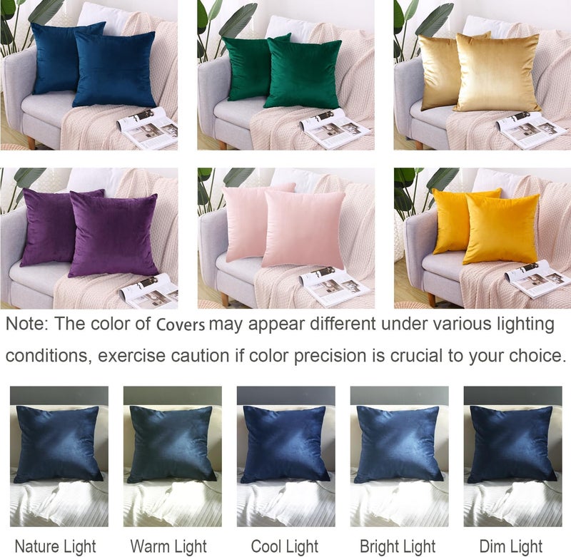 هيبات 2 عبوات أغطية وسائد أريكة مخملية ناعمة مقاس 20 × 20 بوصة للأريكة وغرفة المعيشة وغرفة النوم (أزرق) - Image 4