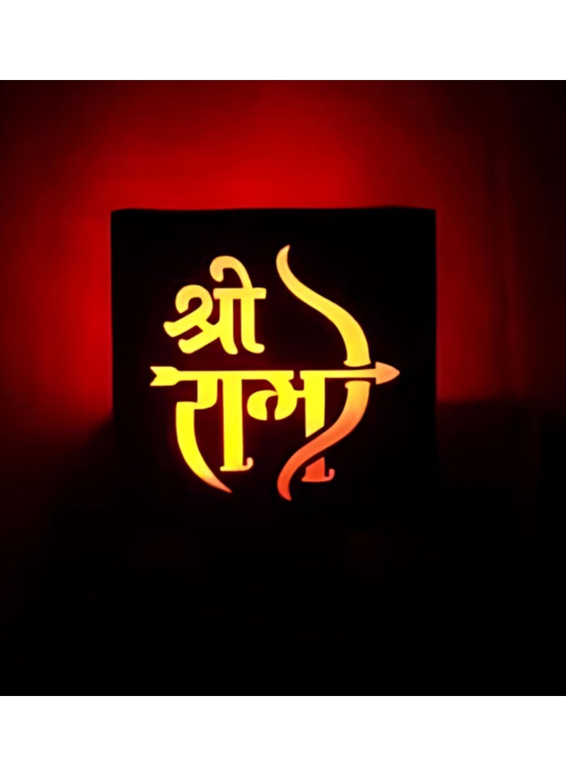 G Gojeeva GOJEEVA Premium and Traditional Wooden 3in1 Ayodhya Ram Mandir Electric Home Fragnance Lamp with Night Lamp Shri Ram Incense Holder Oil Burner Fragnance Lamp Office Temple Rectangular Style_1 