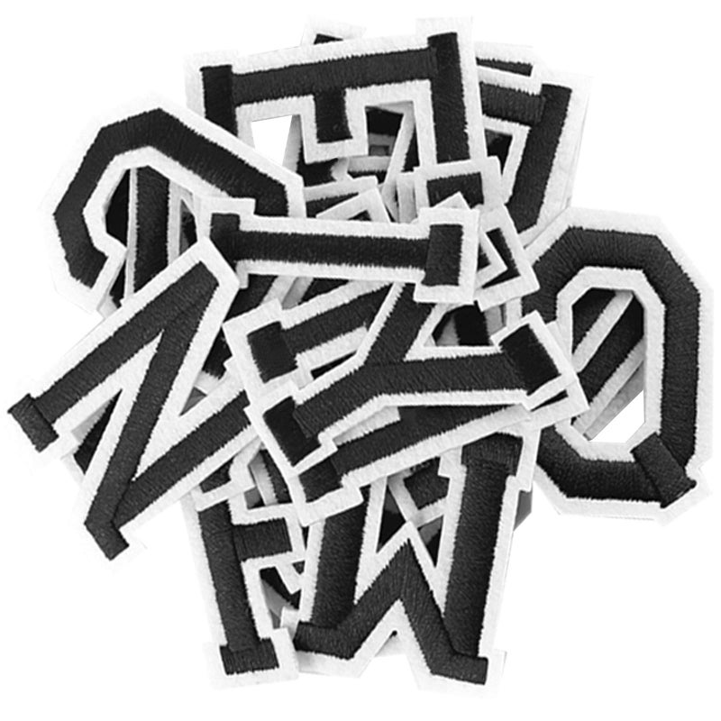 Comdoit Iron on Letters Patches Applique Sew on Patches Black Letter AZ Patch Alphabet Embroidered Patches DIY Custom Name Decorative Repair Patches for Clothing Hat Shoes Shirts Backpacks 26 PCS