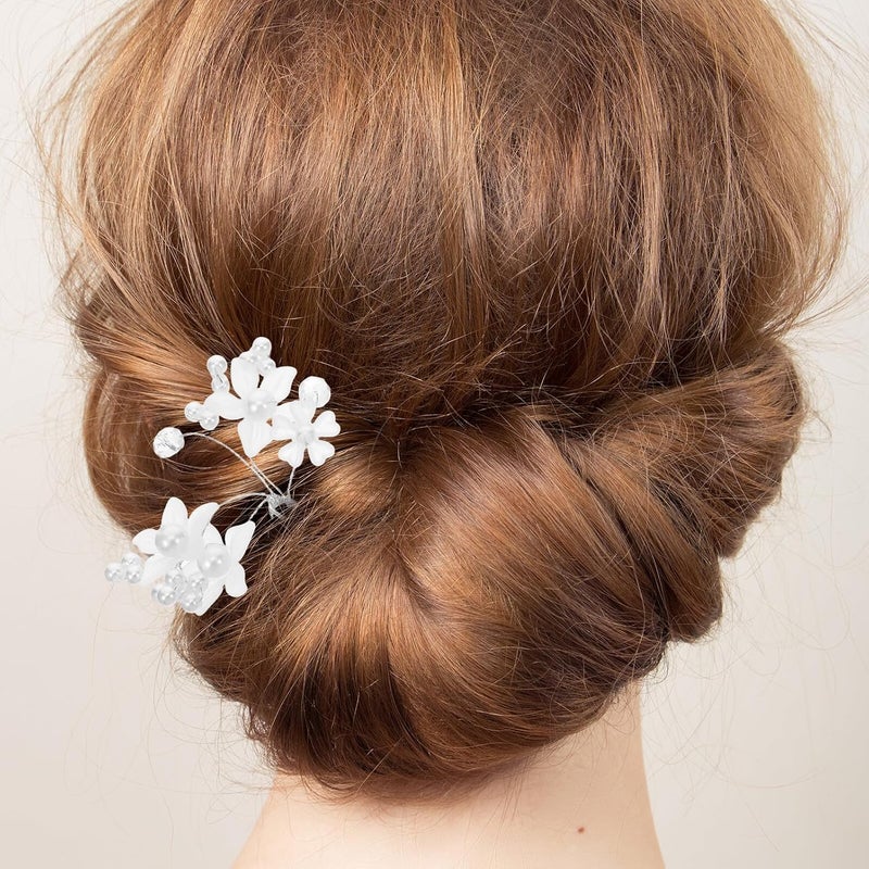 Healifty 36pcs Bridal Rhinestone Pearl Flower Hair Pins U-shaped French Hair Forks for Wedding Prom Styling Accessories Women - Image 5