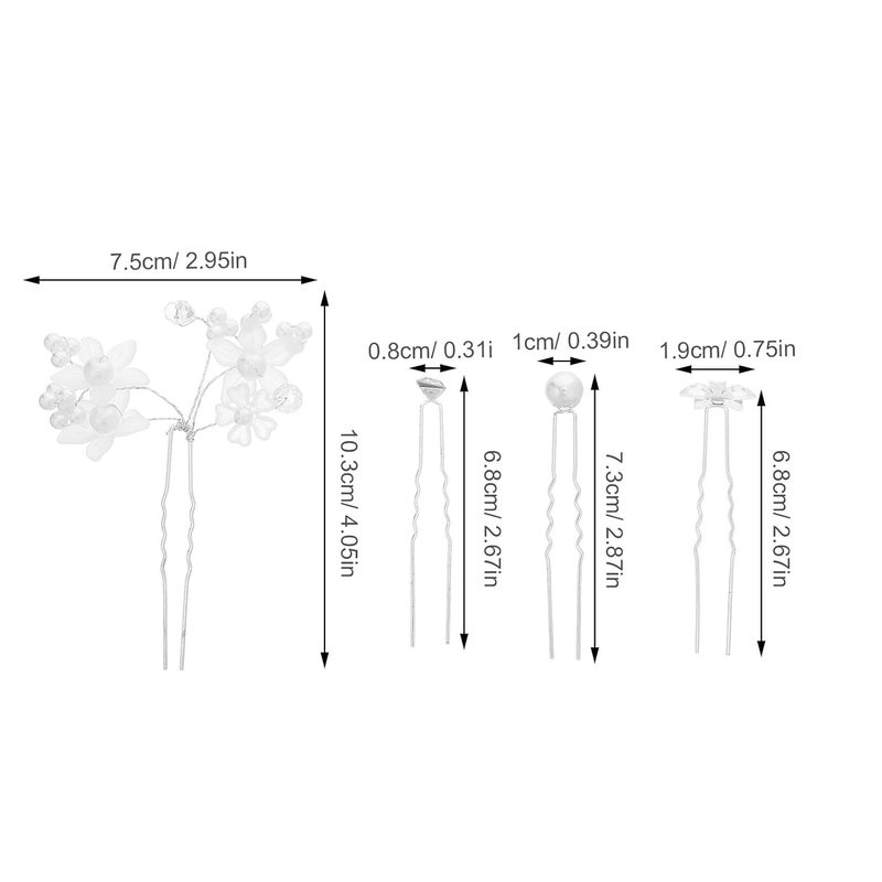Healifty 36pcs Bridal Rhinestone Pearl Flower Hair Pins U-shaped French Hair Forks for Wedding Prom Styling Accessories Women - Image 2