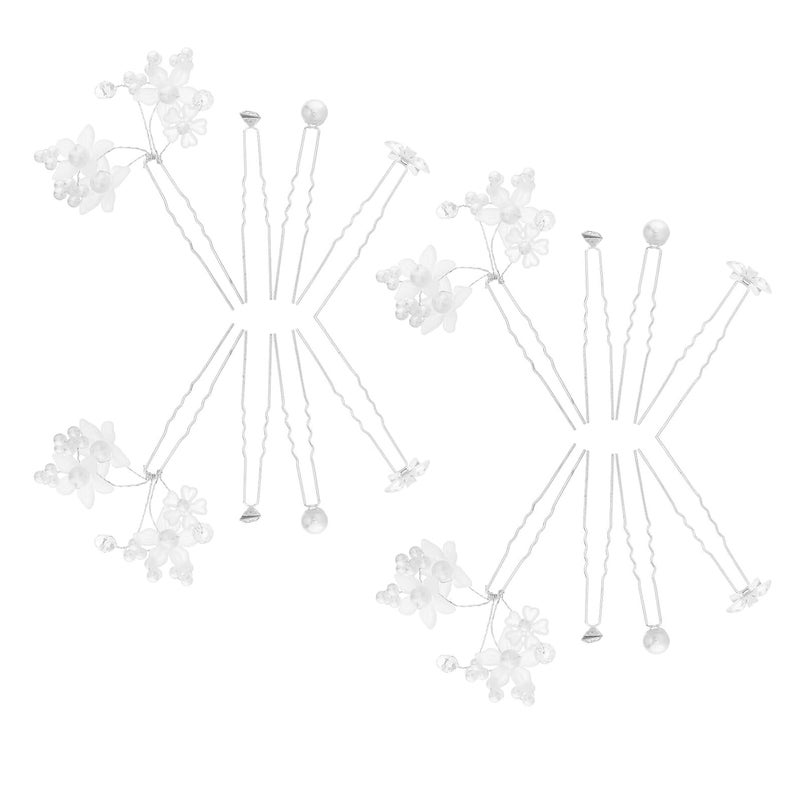Healifty 36pcs Bridal Rhinestone Pearl Flower Hair Pins U-shaped French Hair Forks for Wedding Prom Styling Accessories Women - Image 1