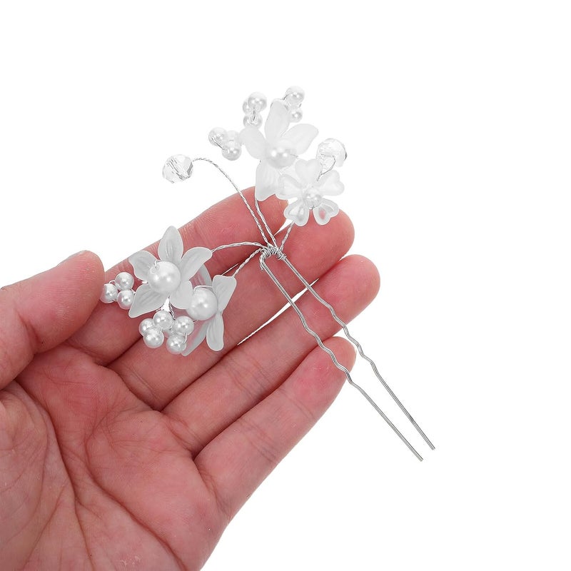 Healifty 36pcs Bridal Rhinestone Pearl Flower Hair Pins U-shaped French Hair Forks for Wedding Prom Styling Accessories Women - Image 4