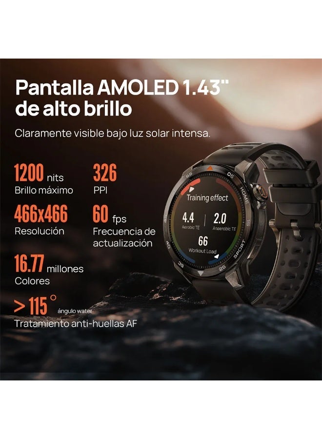 ميبرو ساعة Mibro GS Pro2 الذكية متعددة الرياضات بشاشة AMOLED مقاس 1.43 بوصة مع نظام GNSS ثنائي النطاق، مناسبة للسباحة وركوب الدراجات والجري والمشي لمسافات طويلة والتزلج والباديل (رمادي داكن) - Image 2