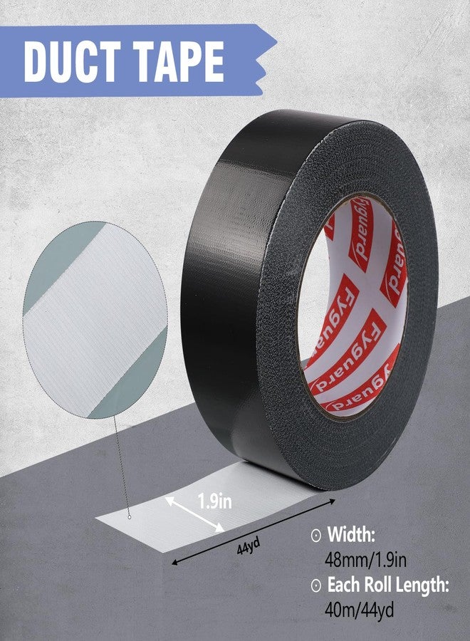 Fyguard 3 Pack Black Duct Tape 1.89In × 132Yd Total Heavy Duty Waterproof Tape, 8.26Mil Adhesive Repair Duct Tape for Indoor Outdoor Repair Fixation Reinforcement - Image 2