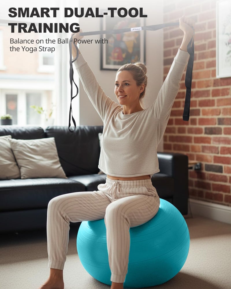 Trideer Extra Thick Yoga Ball Exercise Ball, 5 Sizes Ball Chair, Heavy Duty Swiss Ball for Balance, Stability, Pregnancy and Physical Therapy, Quick Pump - Image 5
