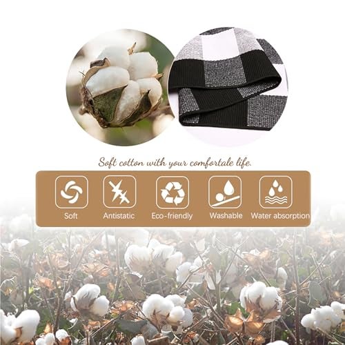 KOZYFLY Buffalo Plaid Area Rugs 3x5 Ft Black and White Checkered Rug Washable Front Door Mat Hand Woven Cotton Outdoor Rug Large Rug for Front Porch Kitchen Entryway Patio Bathroom - Image 5