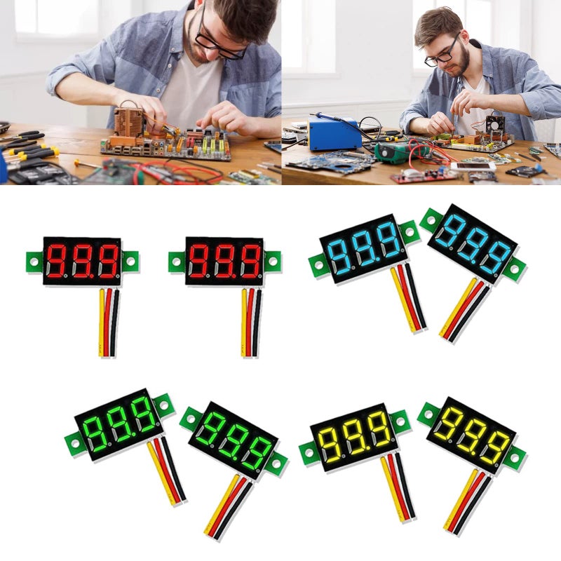 الفولتميتر الرقمي 0-100 فولت شاشة عرض LED حمراء جهاز اختبار الجهد شاشة 0.28 بوصة - Image 3