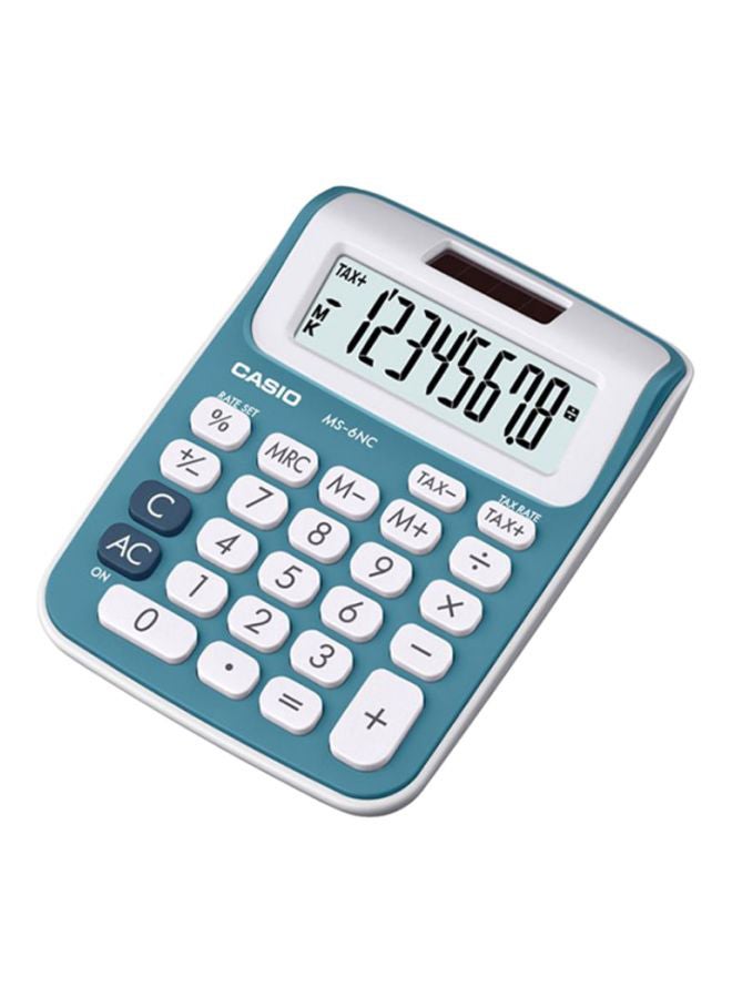 CASIO Mini Desk Calculator MS-6NC-BU-S-DP Blue - Image 1