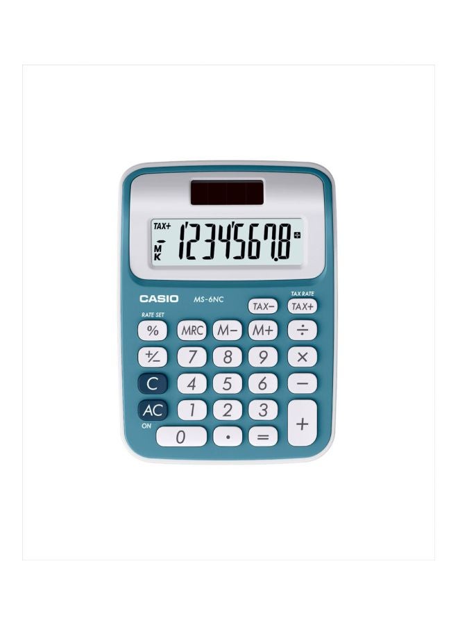 CASIO Mini Desk Calculator MS-6NC-BU-S-DP Blue - Image 2