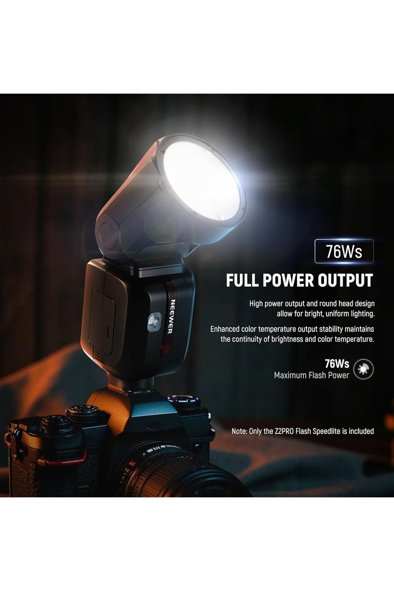 NEEWER Z2PRO-N TTL Round Head Flash Speedlite – 76Ws with 3000mAh Lithium Battery, HSS, 2.4GHz Wireless Control – Compatible with Nikon Cameras - Image 2