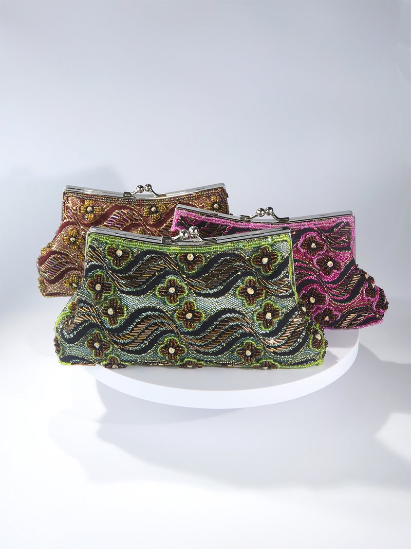 Embroidered Hand-Beaded Clutch Bag, Vintage Style Cheongsam Matching Evening Bag, Chain Crossbody Bag, Light Luxury Dumpling Bag - Image 2