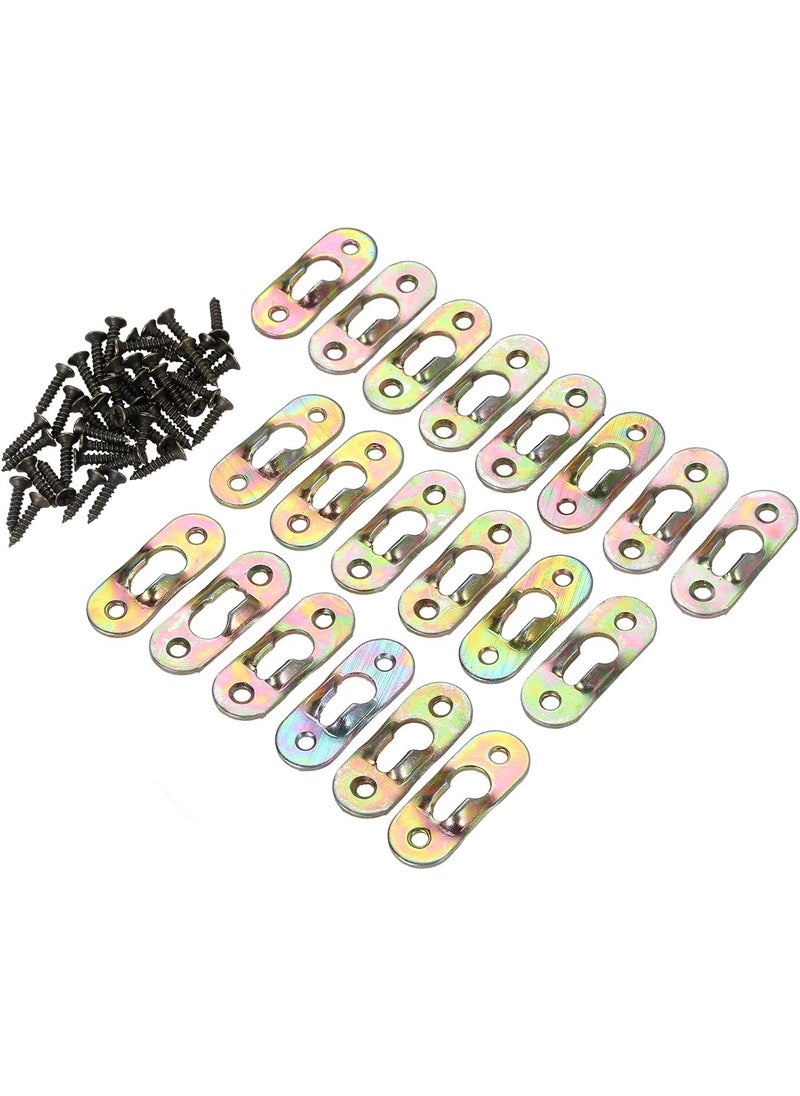 Dophee dophee 20Pcs Metal Keyhole Hangers with Screws Heavy Duty Hanging Plates Brackets Fasteners Hooks Hardware for Mirror Photo Picture Frames Oil Painting 146x050inch  - Image 1