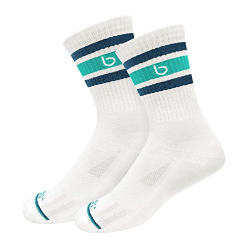 BAMBOS Men's Bamboo Sports Crew Calf Length Socks for Running & Gym, Pack of 3, (Size UK 7-11, White) - Image 3