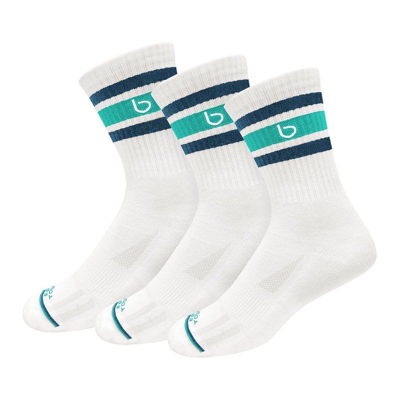 BAMBOS Men's Bamboo Sports Crew Calf Length Socks for Running & Gym, Pack of 3, (Size UK 7-11, White) - Image 5