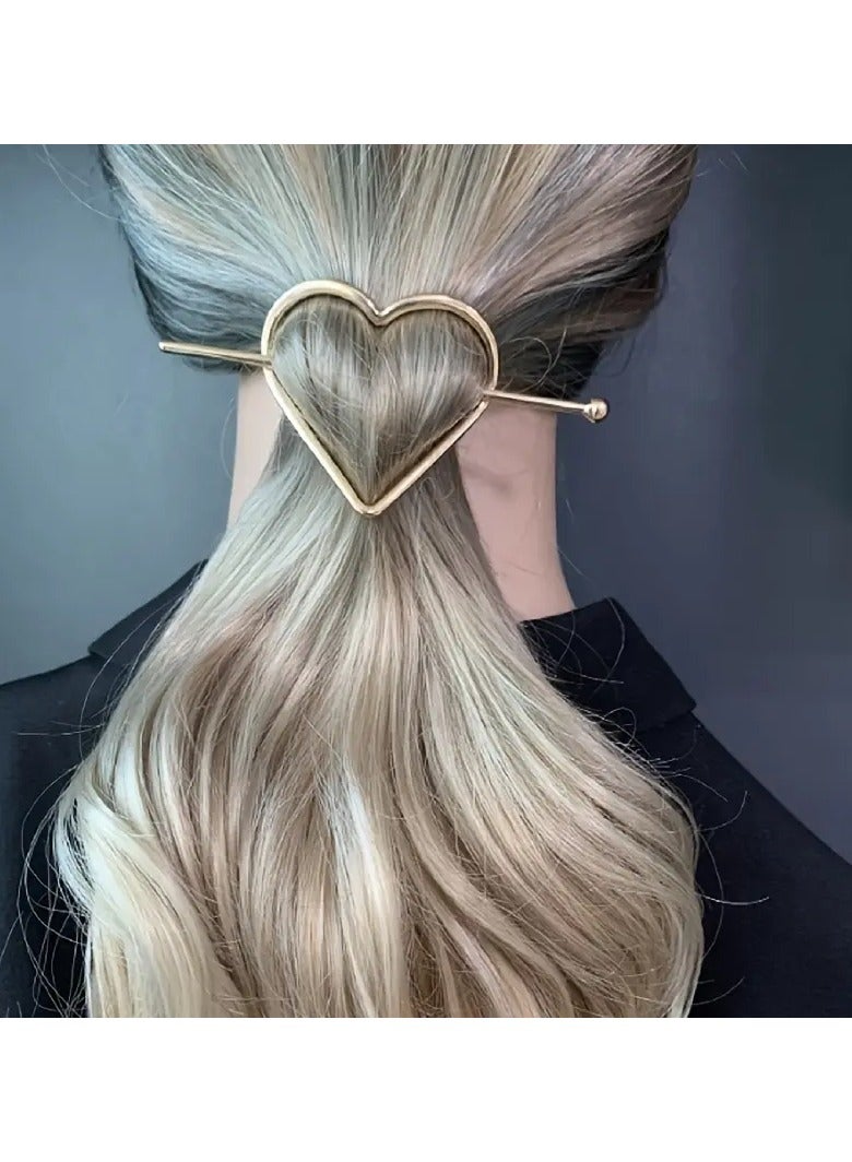 Goolsky 1set Simple Love Line Combination Hairpin, Golden European and American Headgear Temperament Arrow Hairpin, Disc Hair Hairpin, Heart Decor Minimalist Hair Clip Y2K Hairpin Elegant Headwear Hair Accessories for Women - Image 2