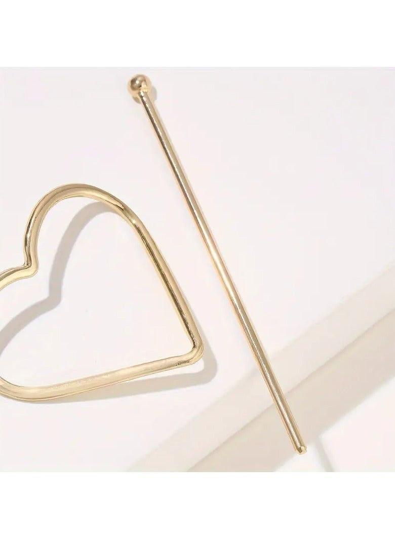 Goolsky 1set Simple Love Line Combination Hairpin, Golden European and American Headgear Temperament Arrow Hairpin, Disc Hair Hairpin, Heart Decor Minimalist Hair Clip Y2K Hairpin Elegant Headwear Hair Accessories for Women - Image 4