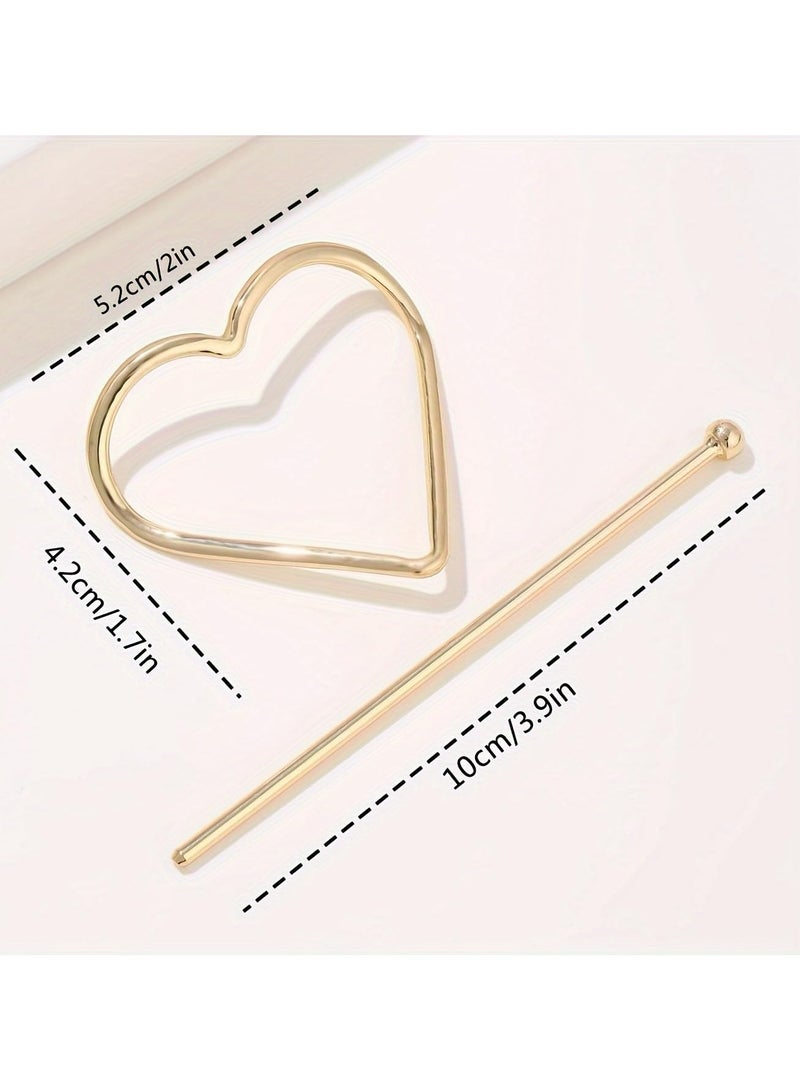 Goolsky 1set Simple Love Line Combination Hairpin, Golden European and American Headgear Temperament Arrow Hairpin, Disc Hair Hairpin, Heart Decor Minimalist Hair Clip Y2K Hairpin Elegant Headwear Hair Accessories for Women - Image 3
