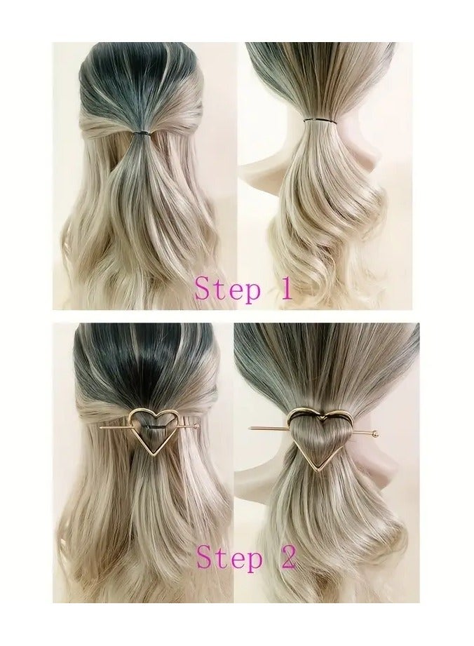 Goolsky 1set Simple Love Line Combination Hairpin, Golden European and American Headgear Temperament Arrow Hairpin, Disc Hair Hairpin, Heart Decor Minimalist Hair Clip Y2K Hairpin Elegant Headwear Hair Accessories for Women - Image 5