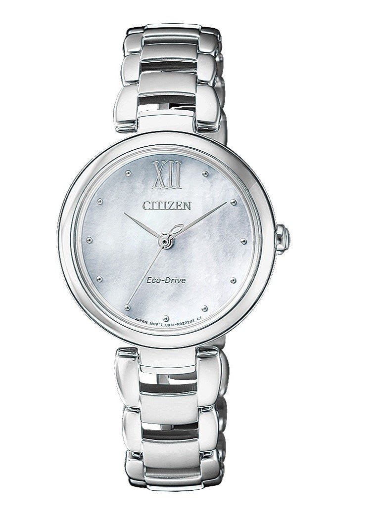سيتيزن L Eco-Drive Women’s Watch EM0530-81D, 28.7 mm Mother-of-Pearl Dial, Stainless Steel Case & Bracelet, 50 m WR - Image 4