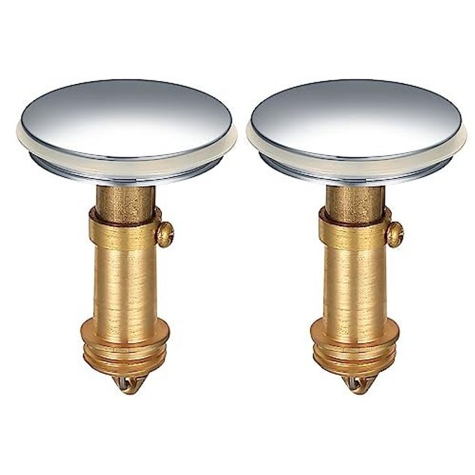 2PCS POP UP SINK PLUGS BATHROOM PUSH DRAIN STOPPER PLUGS 38MM CLICK CLACK PLUG SPRUNG STOPPER BASIN SINK BUTTON PLUGS FOR KITCHEN BATHROOM WASHBASIN BATH SOLID BRASS CHROME PLATING