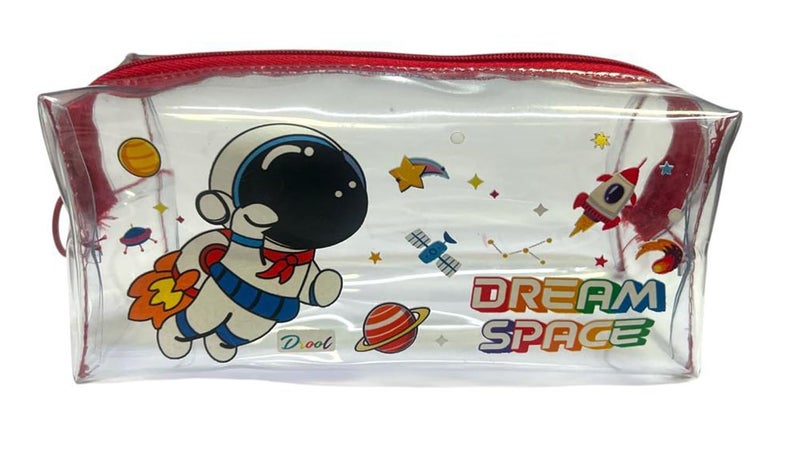Jiada Stationary Transparent Pouch with Zipper Multi-Purpose Bag | Space Astronaut - Image 1