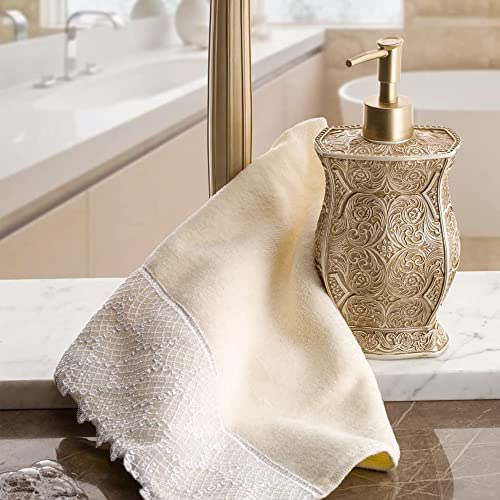 Creative Scents Victoria Beige Bathroom Accessories Set - Decorative Bathroom Accessory Set - 4 Piece Bathroom Set Features: Soap Dispenser, Toothbrush Holder, Tumbler, and Soap Dish - Image 2