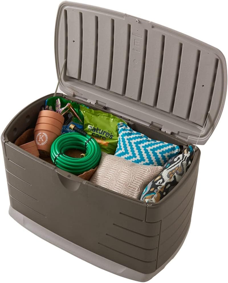 Rubbermaid Rubbermaid Medium Resin Outdoor Storage Deck Box 73 Gal Weather Resistant Brown Deck Organization for HomeBackyardPool ChemicalsToysGarden ToolsPorchPatio Cushions  - Image 2